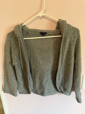 Theory Heather Gray Cashmere Blend Hooded Cardigan
